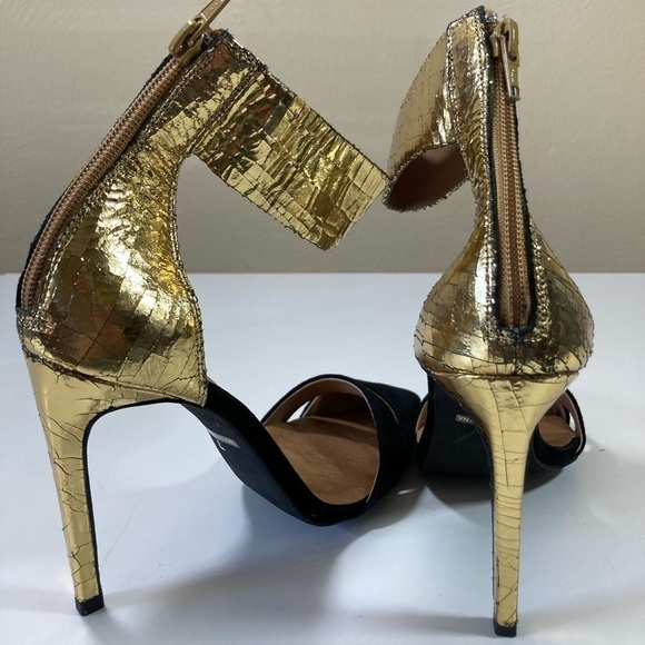 JEFFREY CAMPBELL black & gold ankle wrap pumps 7 - Picture 5 of 14